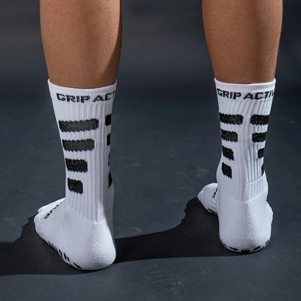 Non Slip Grip Socks for Men and Women - Football, Basketball, Hockey - White