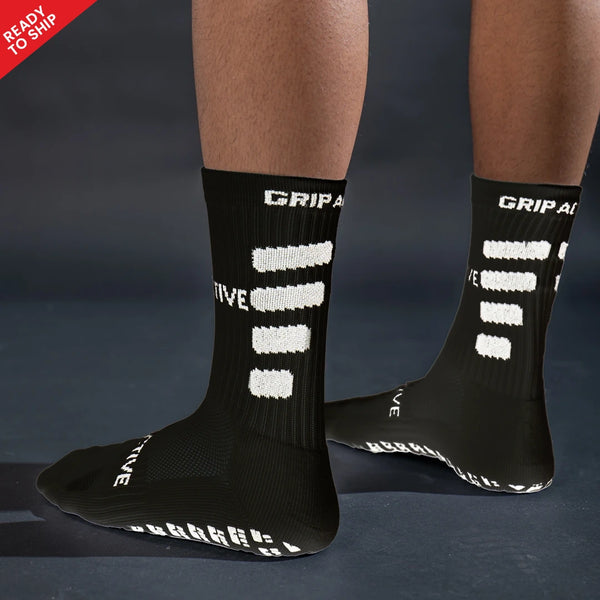 Non Slip Grip Socks for Men and Women - Football, Basketball, Hockey - Black