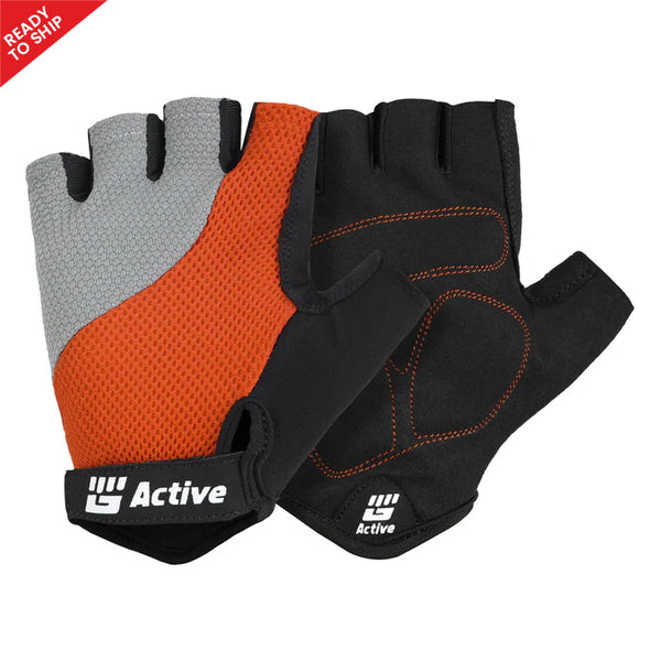 Orange Short Finger Cycling Gloves