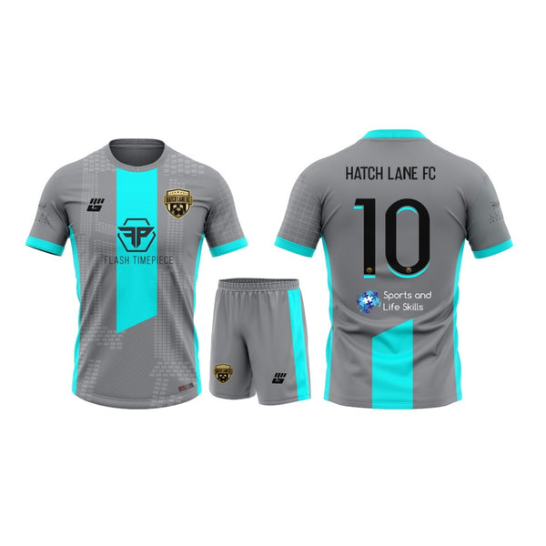 Kit de match Hatch Lane FC gris/vert d'eau